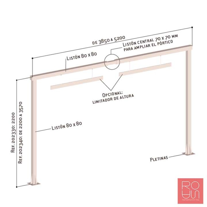 Pòrtic fix Universal amb alçada regulable de 3850 fins a 5200 mm